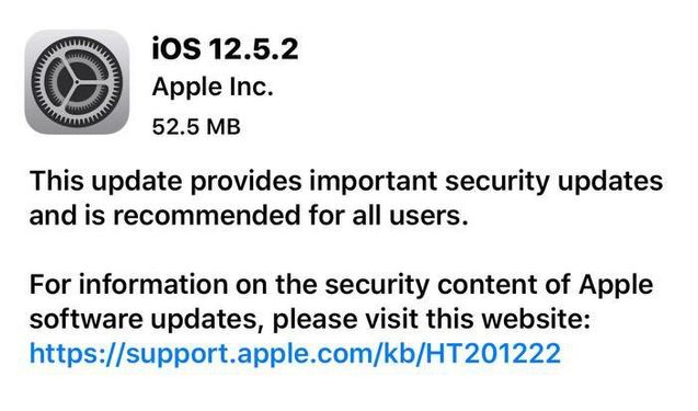 柳江苹果手机维修分享iOS12.5.2发布，建议所有老苹果用户安装 